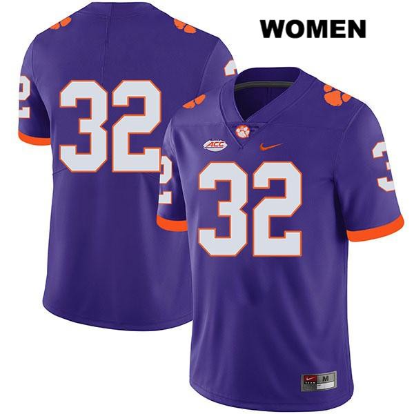 Women's Clemson Tigers #32 Sylvester Mayers Stitched Purple Legend Authentic Nike No Name NCAA College Football Jersey JTW3446EC